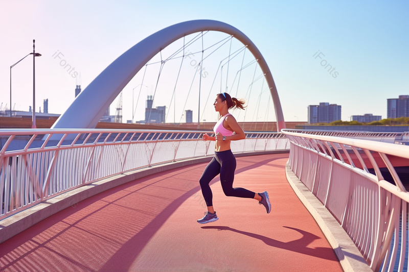 美女正在江边公园的桥上晨跑照片素材,高清,摄影图,摄影图片,图片大全,摄影图免费下载